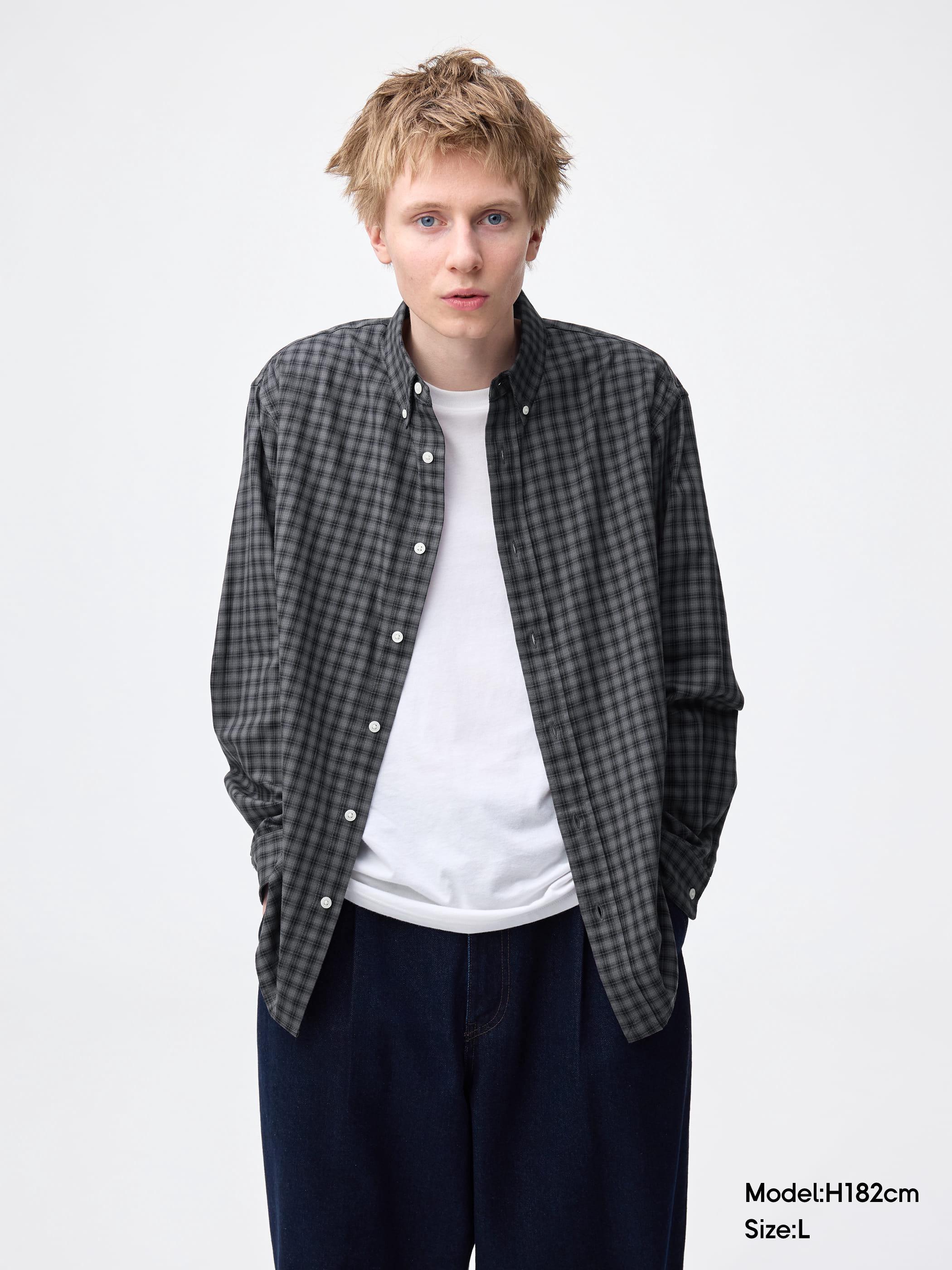 男裝Cotton checked shirt - GU香港