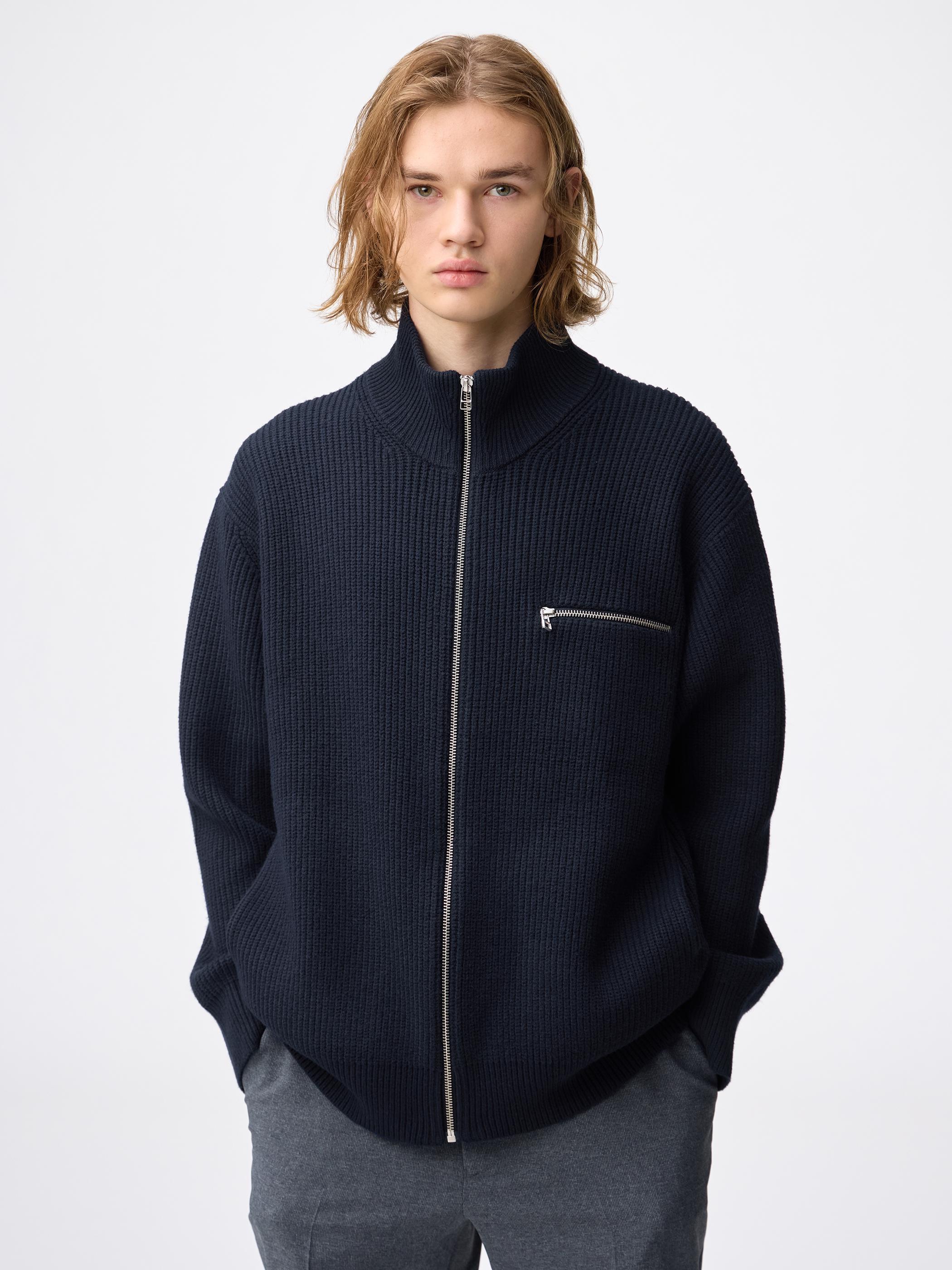 男裝Rib Stitched Full-Zip Knitted Jacket - GU香港