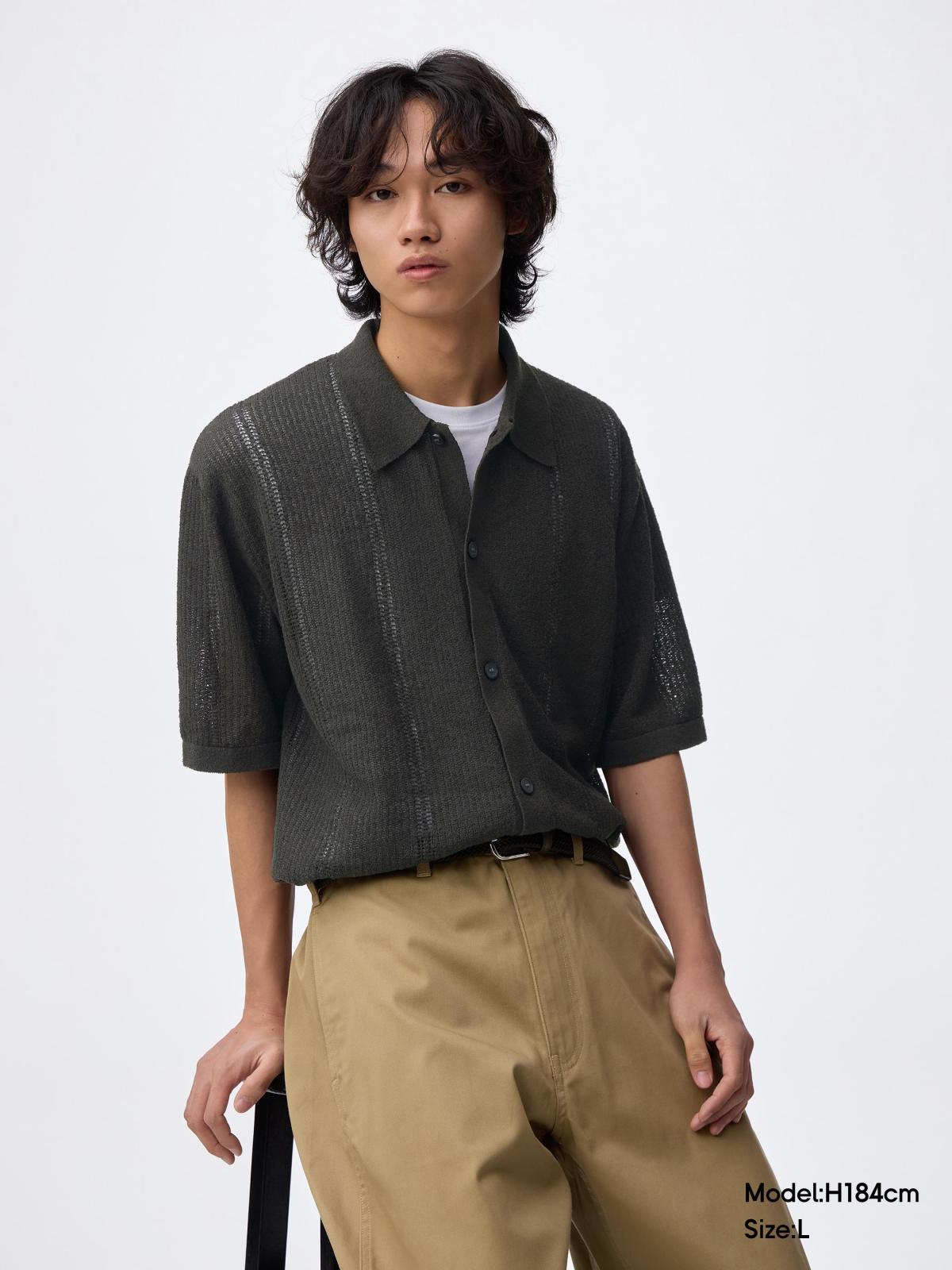 Washable Boucle Knitted Shirt/HalfSlv、Draped Wide Pants」的穿搭