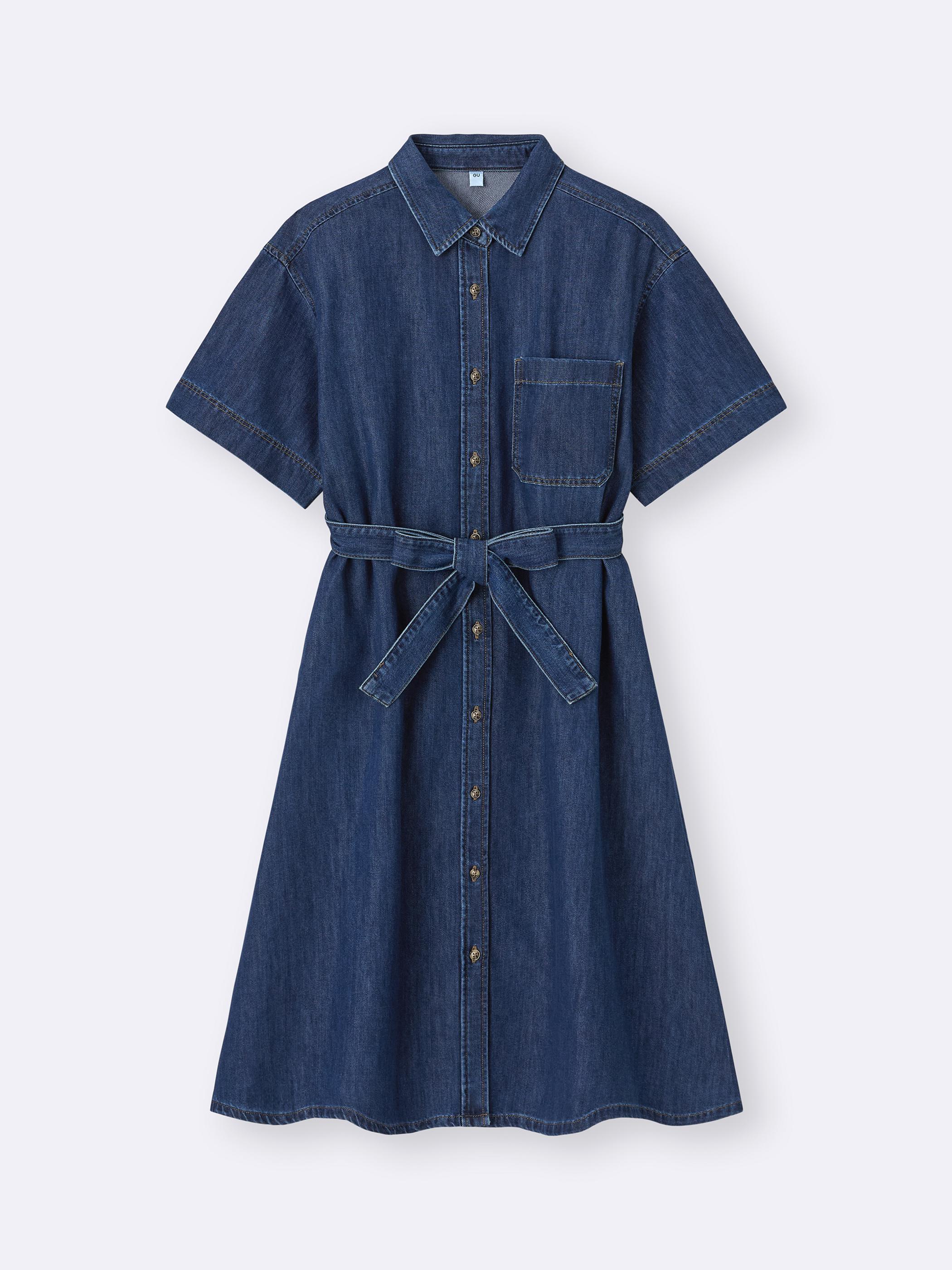 gu denim dress Light Denim Shirt Dress/HalfSlv