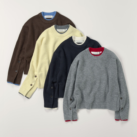 Puffy touch knit color combination sweater by rokh