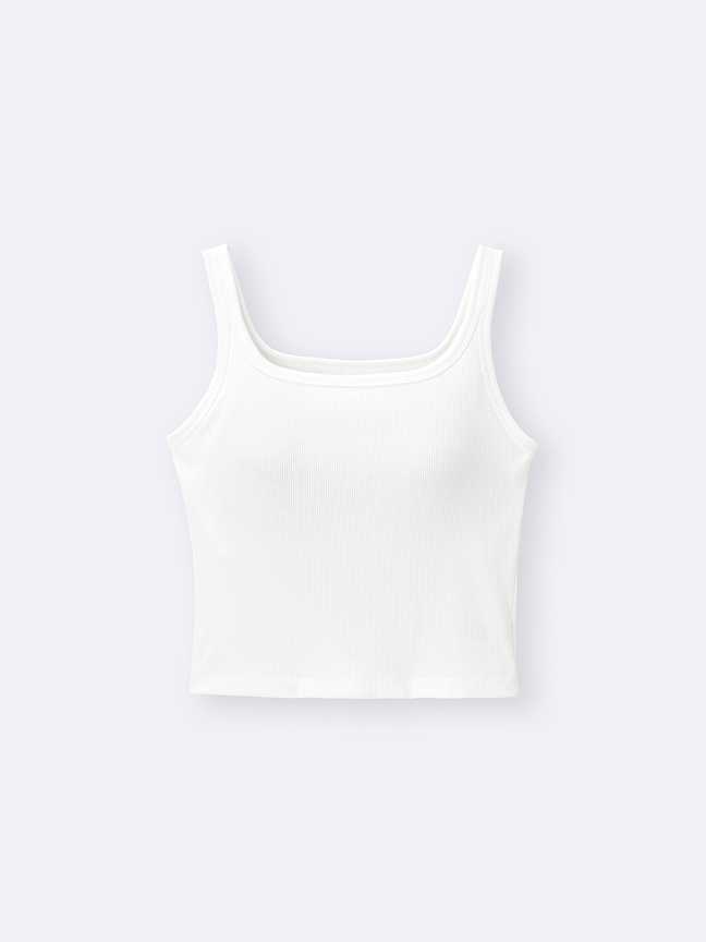 W's bra-feel cropped square neck tank top