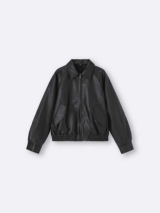 Faux Leather Harrington Jacket