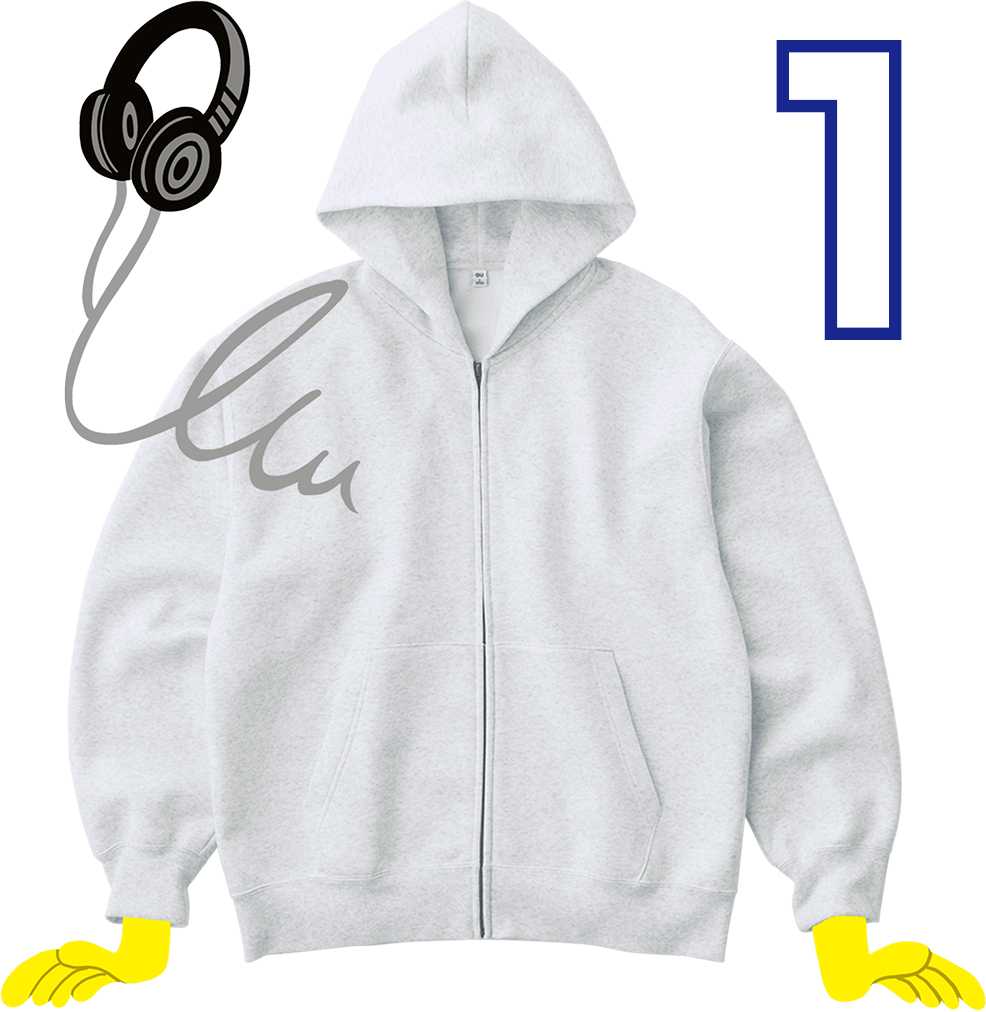 1. MEN ヘビーウェイトスウェットフルジップパーカ