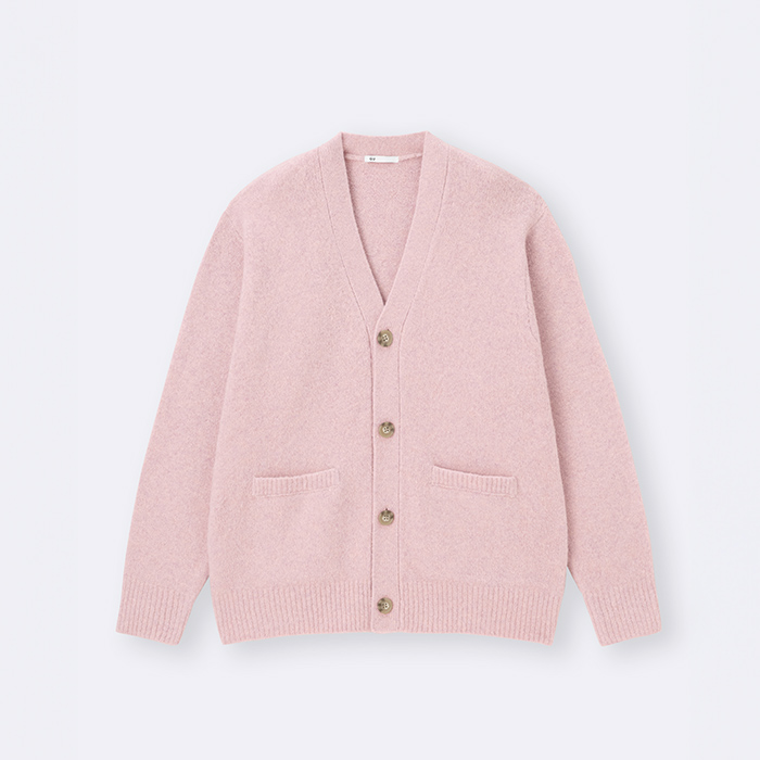 ユニセックス パフニットVネックカーディガン