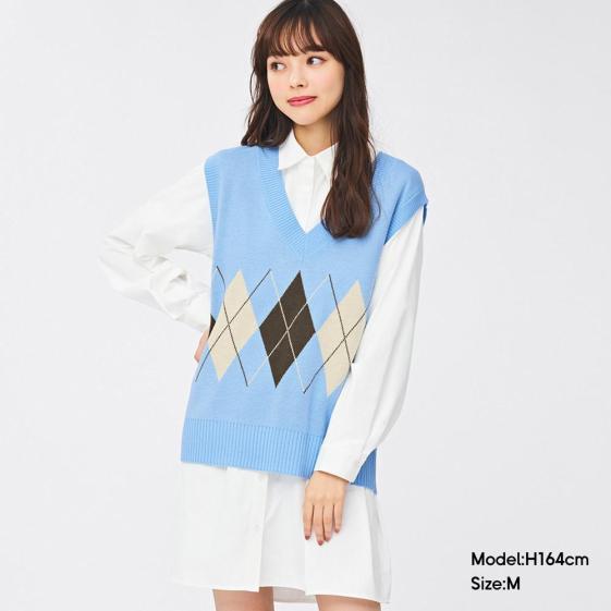 學院風菱格紋Cardigans