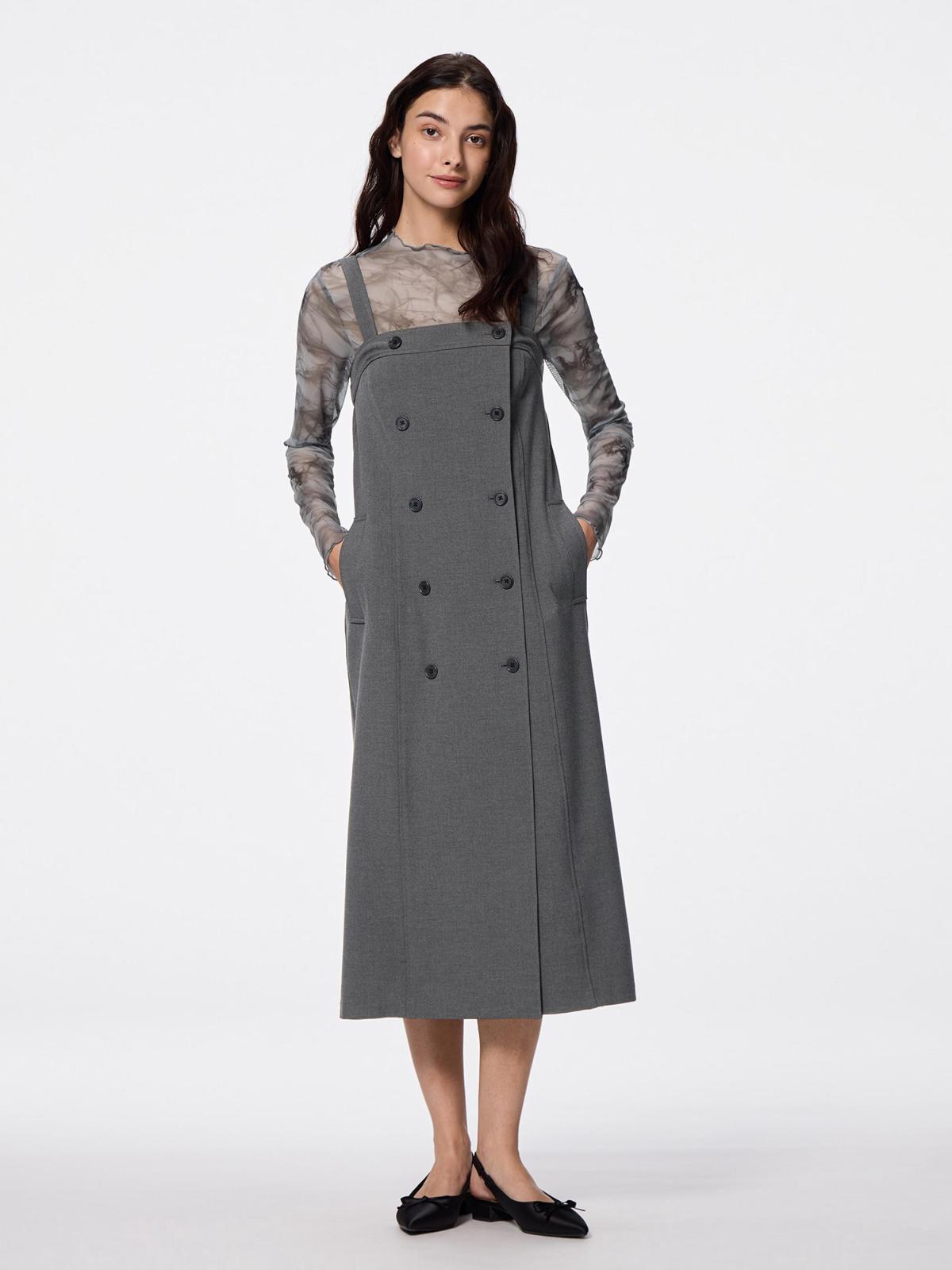 女裝 雙鈕扣連身裙NTQ (肩帶可拆)