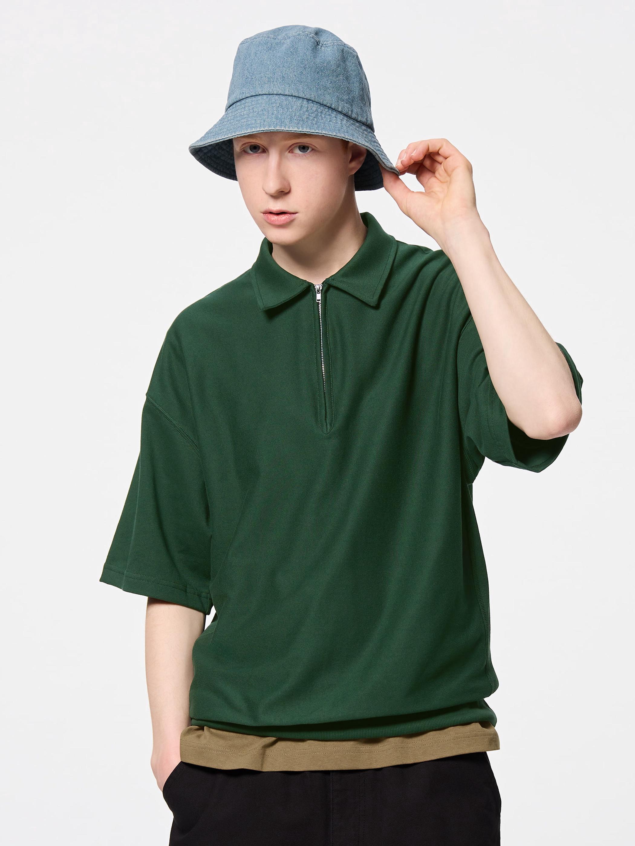 よっちゃんページ 男裝半拉鍊休閒風T恤(5分袖)Q - GU台灣