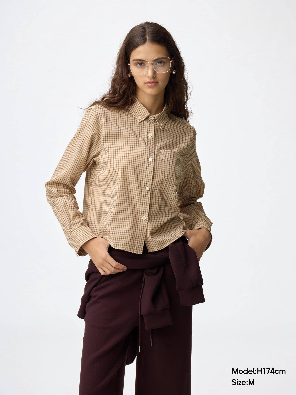 女裝格紋短版襯衫